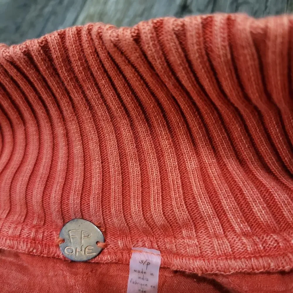 Free People Shiloh Quilted Sweatshirt Pullover‎ Zip Swing Hi Lo Size Small